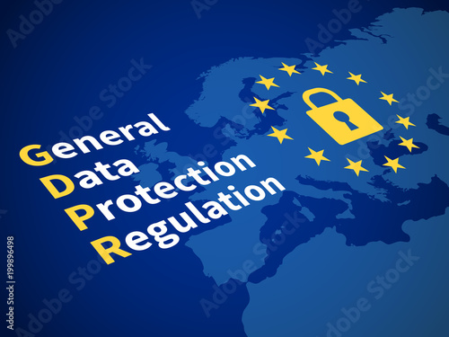 Gdpr general data protection regulation. Eu computer safeguard regulations and data encryption vector concept