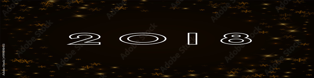 Fototapeta premium 2018 greeting card. Sparse starry snow background. Sparse starry snow on brown background. Sightly vector illustration.