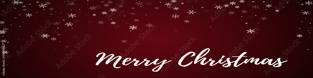 Merry Christmas greeting card. Sparse snowfall background. Sparse snowfall on red background.fair vector illustration.