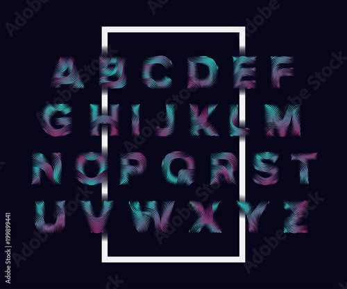 Line wave alphabet letters set. trendy Font style