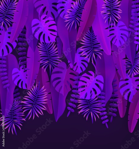 Wallpaper Mural Tropical leaves and plants Ultraviolet luminescent abstract background with tropical foliage Cut paper Vector illustration Torontodigital.ca