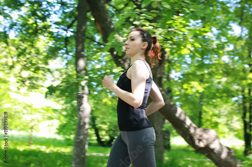 woman sport run in park outdoor © alexkich