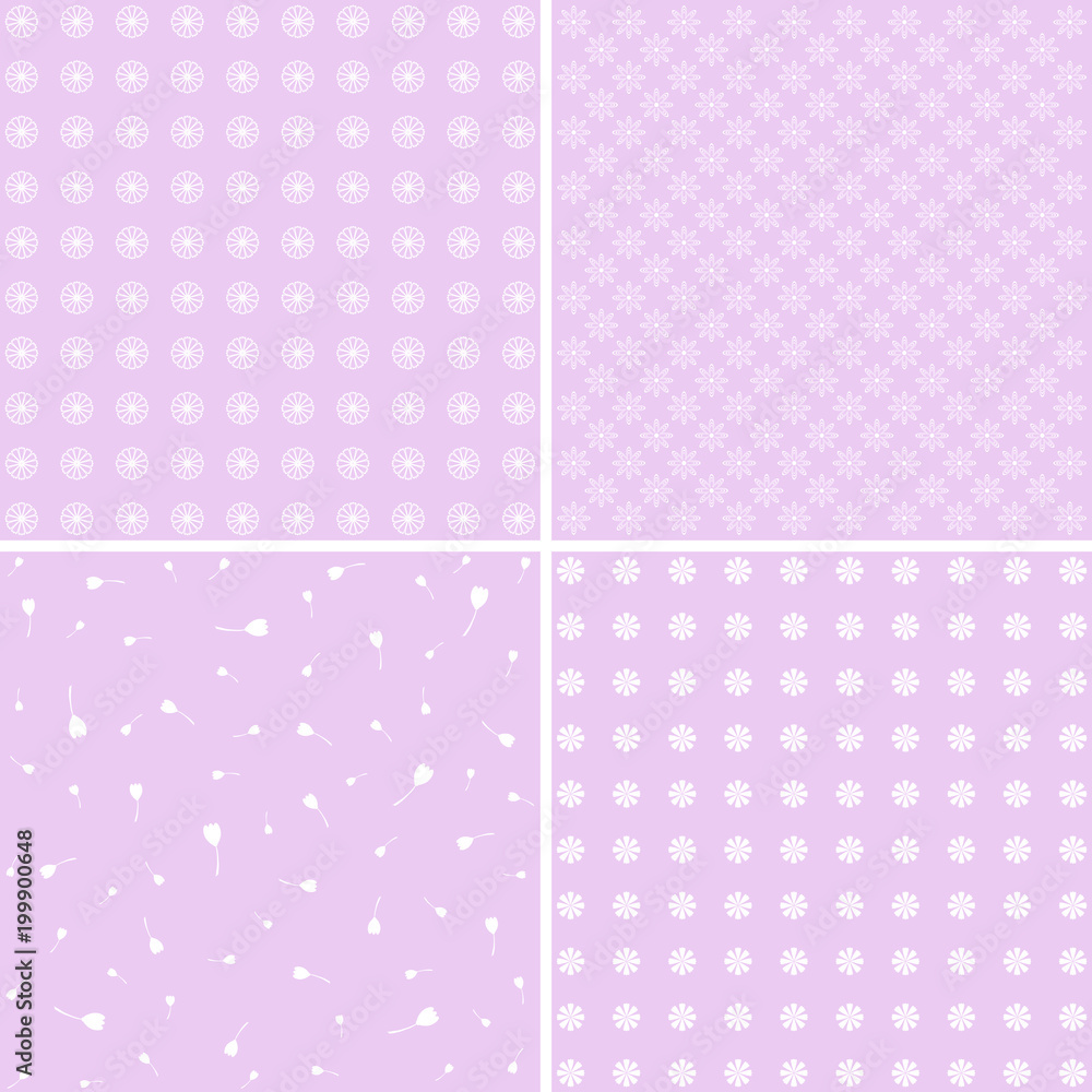 Set of floral abstract seamless patterns Set of floral abstract seamless patterns