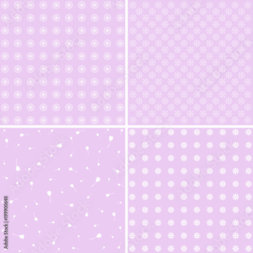 Set of floral abstract seamless patterns