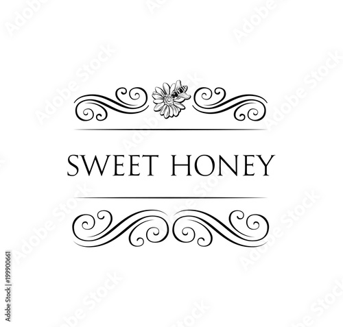 Honey flower label badge. illustration isolated on white