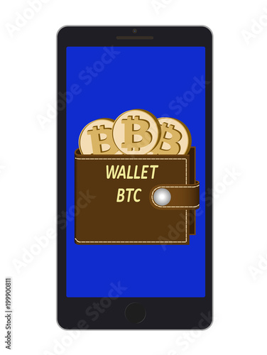 wallet of bitcoin on a phone screen
