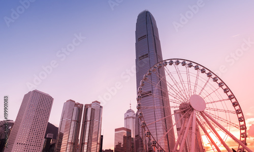 Hong Kong, Victoria tower and Ferris wheel