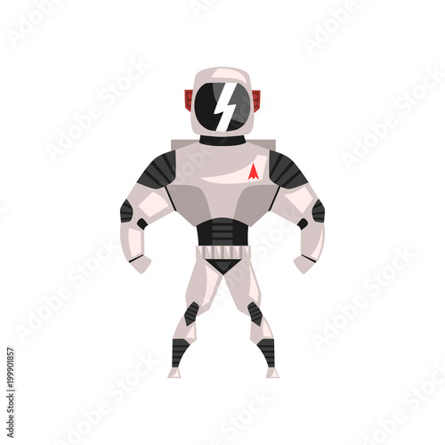 Robot spacesuit, superhero, cyborg costume vector Illustration on a white background