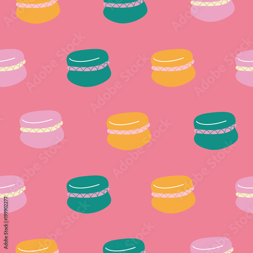 Seamless pattern. French macaroon cakes.