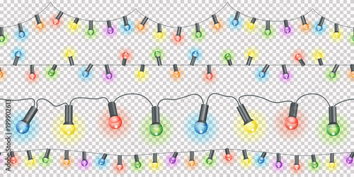 light strings seamless with transparency in vector file