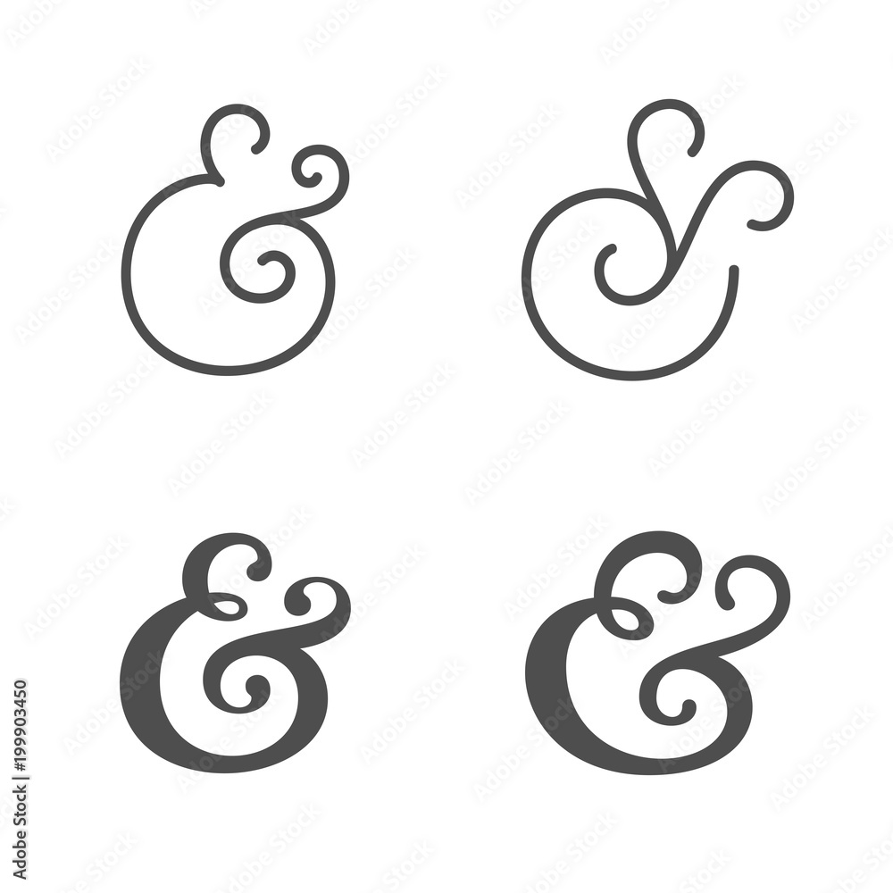 Collection of elegant and stylish custom ampersand. Decoration Collection of elegant and stylish custom ampersand. Decoration