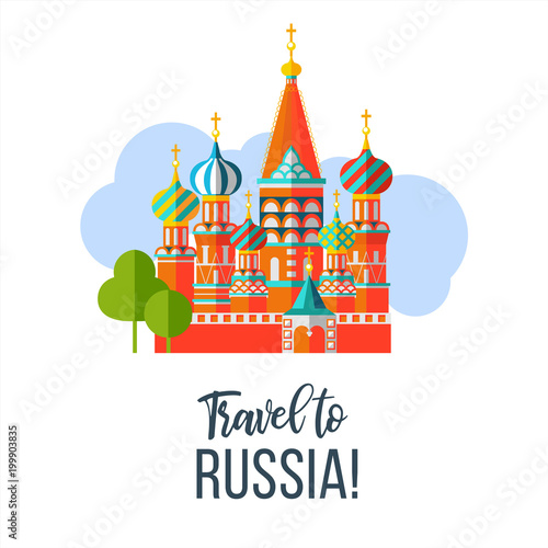 Travelling to Russia. Welcome to Russia. Vector illustration.