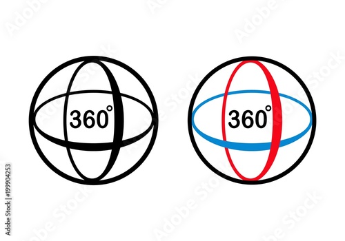 Angle 360 degrees rotation icon. Isolated sign symbol and flat style. Vector Illustration.