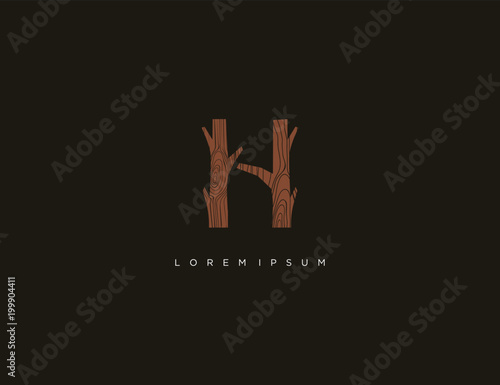 lettering logo  design template. wood texture logo template
