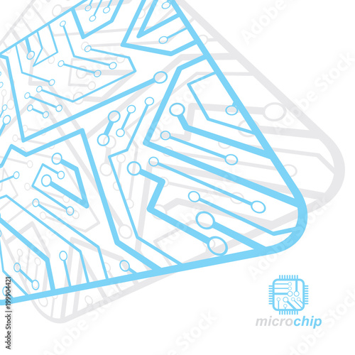 Vector abstract computer circuit board illustration, technology element with connections. Electronics theme web design. Modern technology communication. photo