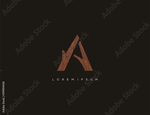 lettering logo  design template. wood texture logo template