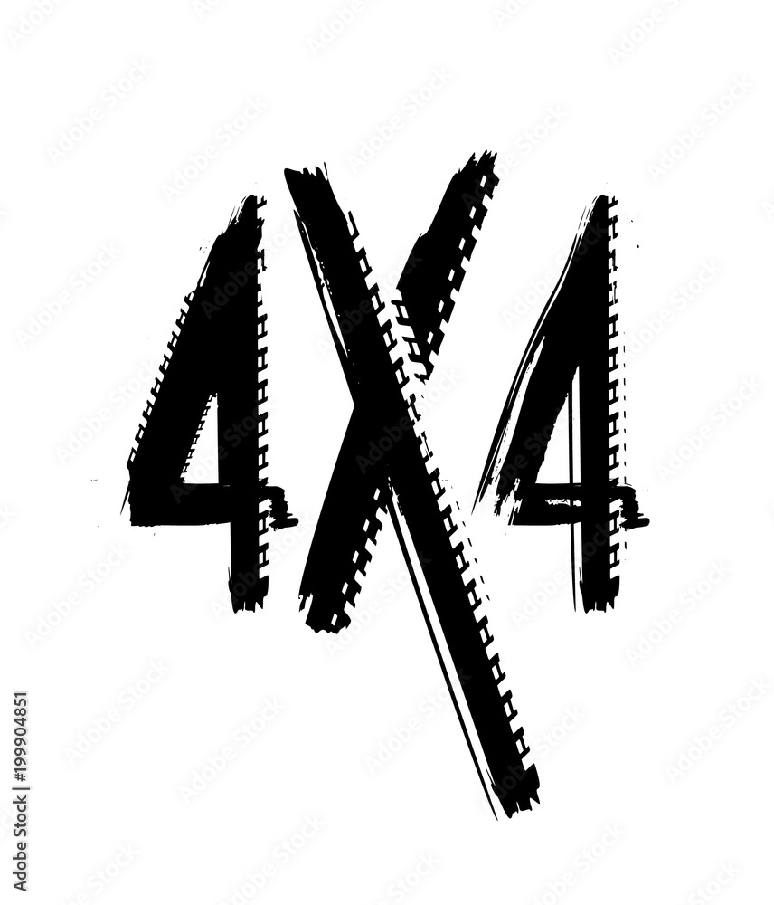 Grunge tire track 4x4 letters