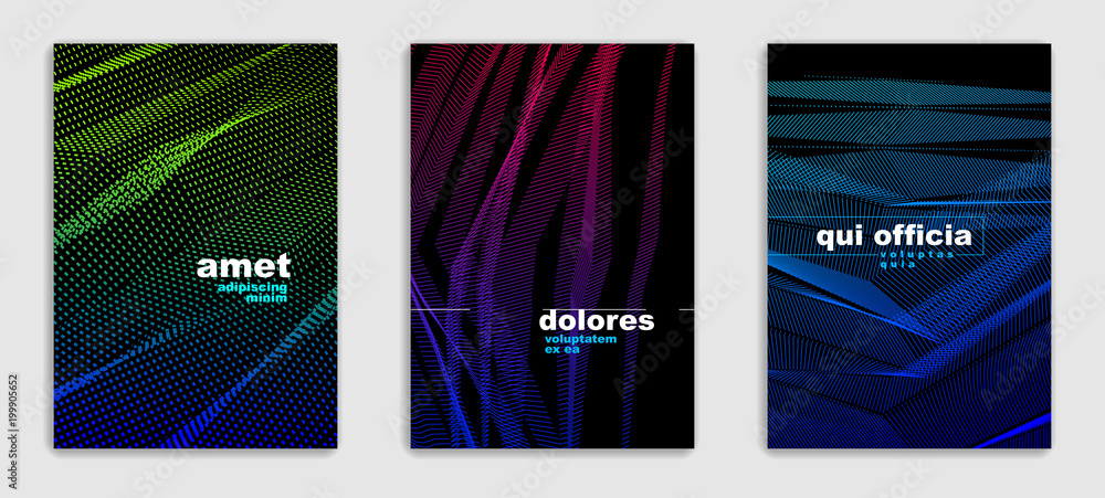 Abstract lines vector minimal modern brochures design set, cover templates, geometric halftone gradient. For Banners, Placards, Posters, Flyers. Beautiful and special, pattern texture. Abstract lines vector minimal modern brochures design set, cover templates, geometric halftone gradient. For Banners, Placards, Posters, Flyers. Beautiful and special, pattern texture.