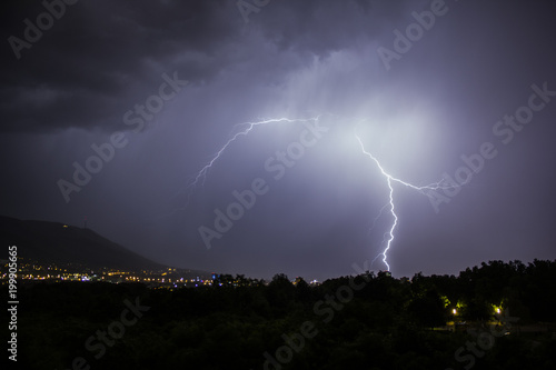 lightning over city