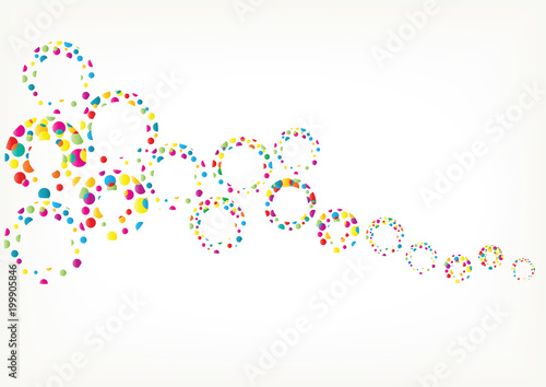 Bright vector circles background. Color abstract vector background with rainbow bubbles.
