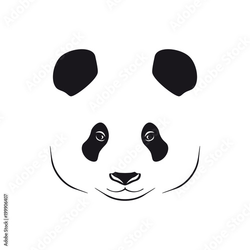 Fototapeta Naklejka Na Ścianę i Meble -  Zeichnung eines Panda-Kopfes, einfach, Silhouette 