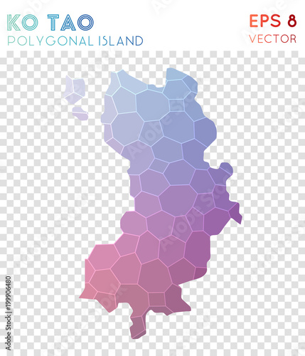 Ko Tao polygonal map, mosaic style island. Amusing low poly style, modern design. Ko Tao polygonal map for infographics or presentation.