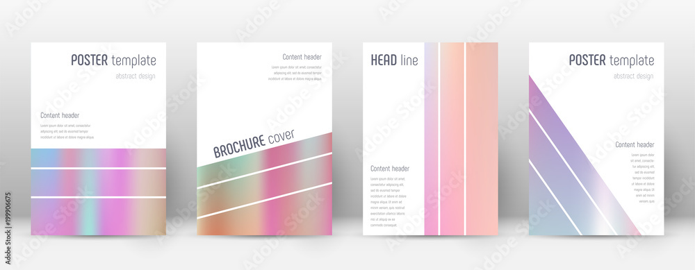 Flyer layout. Geometric nice template for Brochure, Annual Report, Magazine, Poster, Corporate Presentation, Portfolio, Flyer. Alluring pastel hologram cover page.