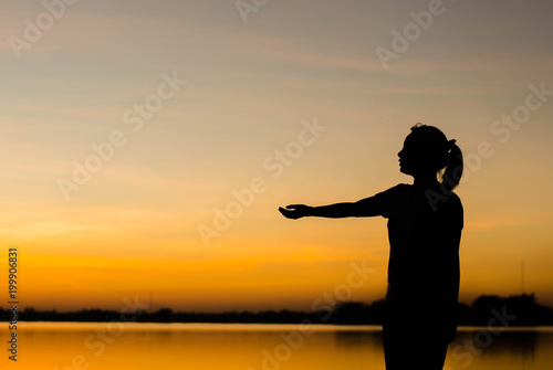 Shadows of women are asking for blessing with hope.