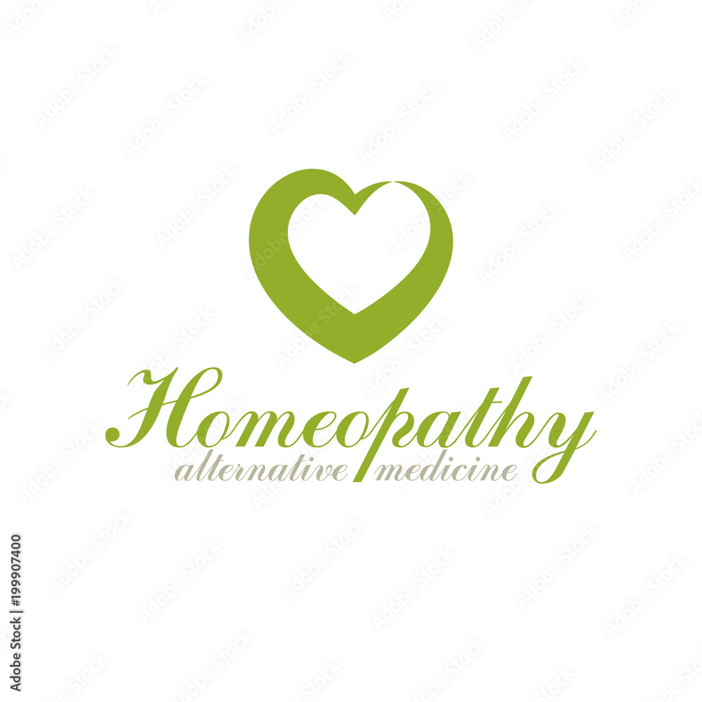 Vector heart shape composed with green leaves. Alternative medicine conceptual symbol can be used as phytotherapy logo in healthcare business. Vector heart shape composed with green leaves. Alternative medicine conceptual symbol can be used as phytotherapy logo in healthcare business.