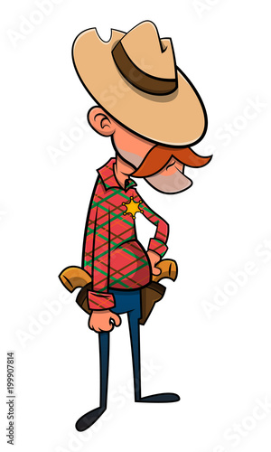 The Sheriff stand and ready to duel with gun cartoon vector