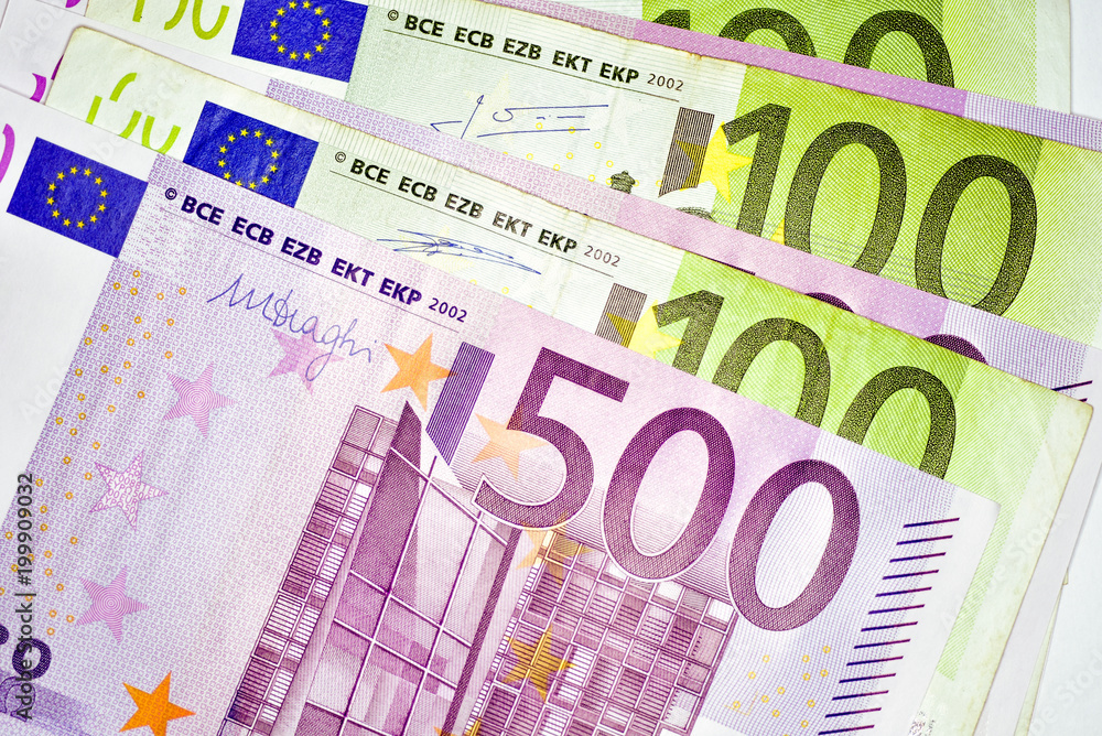 Close-up Euro currency note, European Union currency Close-up Euro currency note, European Union currency