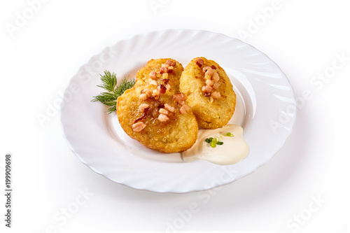 Potato dumplings - a traditional regional dish. Polish, Latvian and Lithuanian cuisine.