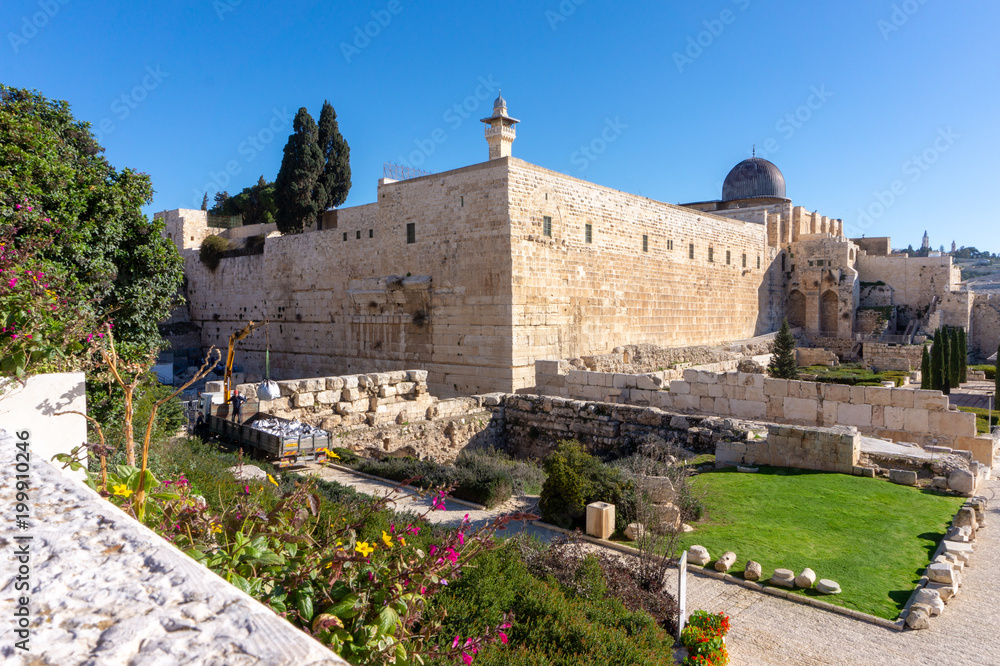 archeological park near the Western Wall of Temple Mount in Jerusalem, Israel 