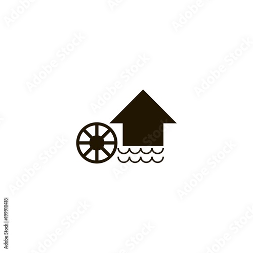 Watermill icon. flat design