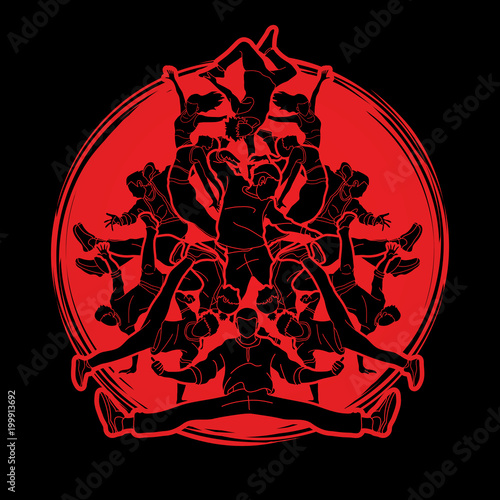 Group of people dancing, Dancer dance together, Street dance designed on sunlight background graphic vector
