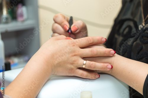 professional manicure in a beauty salon
