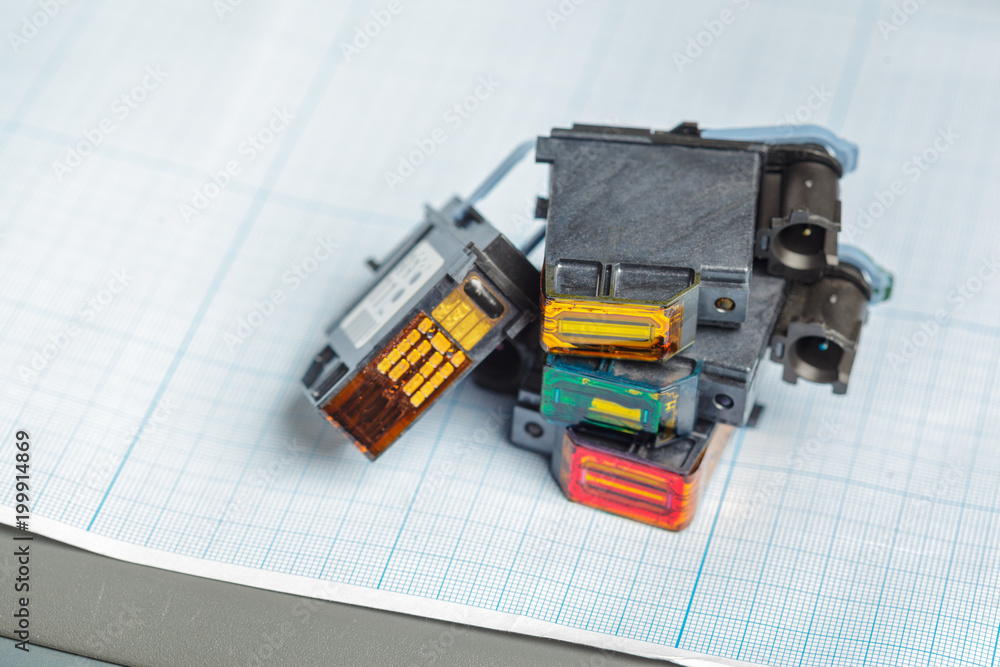 Detail of computer printer ink cartridges Detail of computer printer ink cartridges