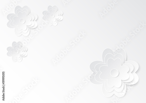 illustration of white paper cutting flower art on white paper texture background with copy space