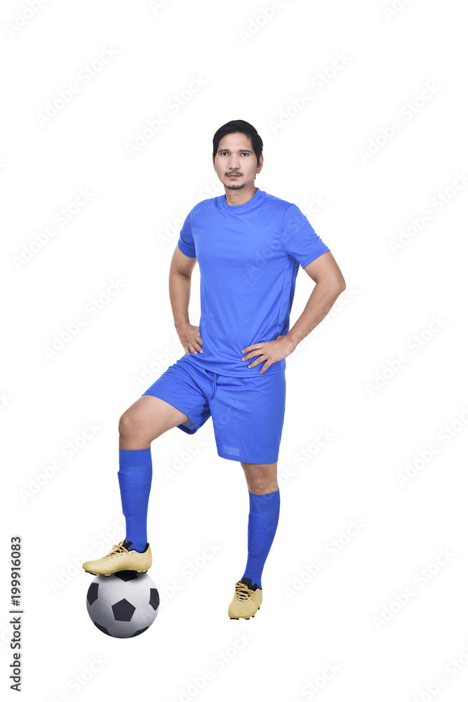 Portrait of asian soccer player with ball Portrait of asian soccer player with ball