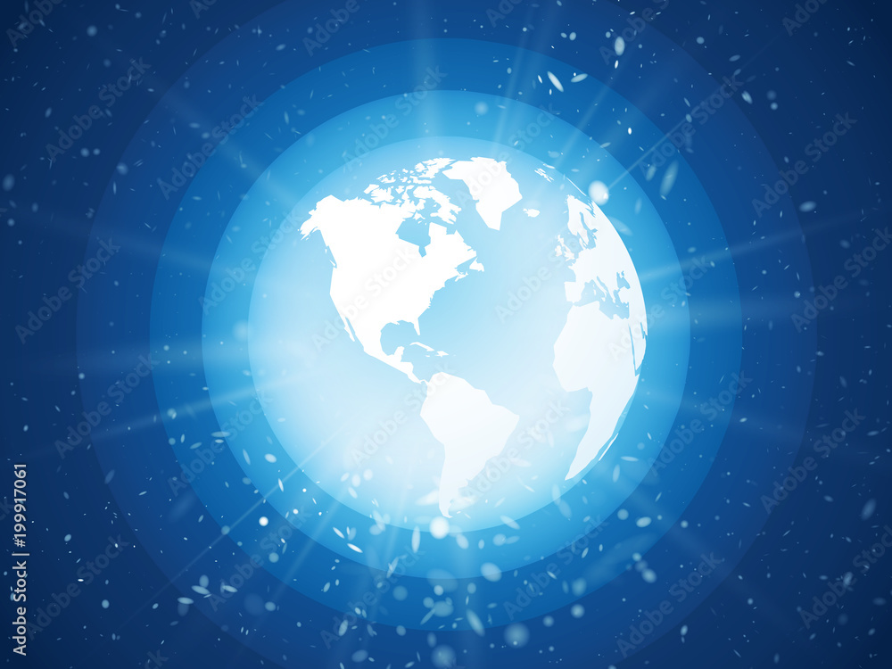 internet concept of global business, blue planet earth with starburst america view internet concept of global business, blue planet earth with starburst america view