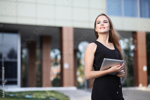 Girl with documents at a business meeting