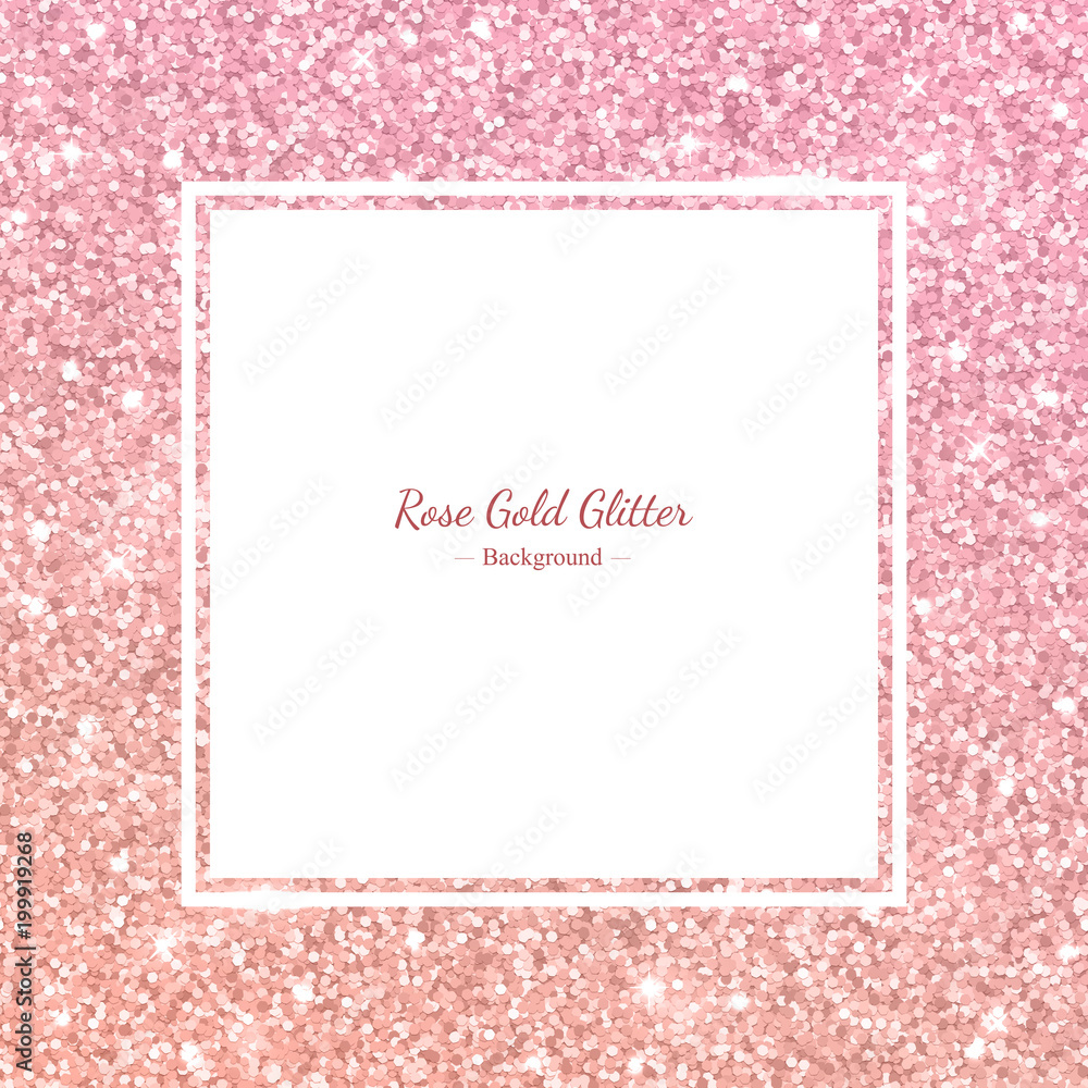 Square glitter frame with rose gold gradient. Vector Square glitter frame with rose gold gradient. Vector