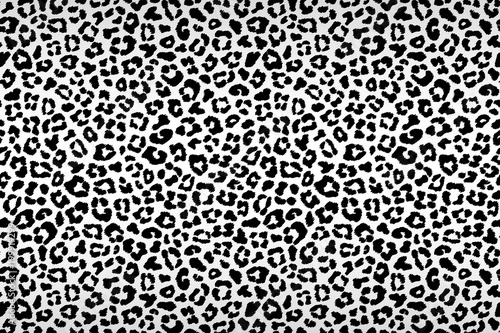 Black gray white leopard fur horizontal texture. Vector