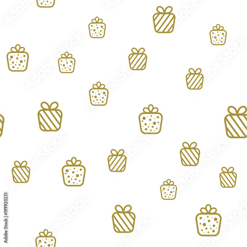 Seamless pattern with chaotic gift. Vector background