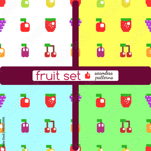 Set of stylized fruits and berries. 