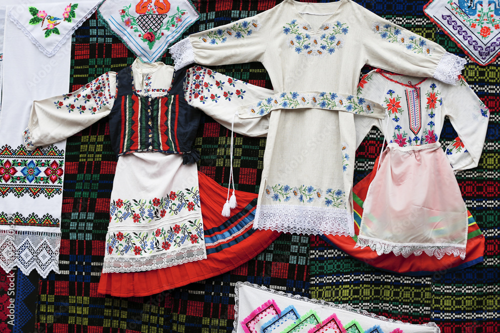 Belarus, the city of Gomel, June 3, 2017. Independence Day in Belarus.Ancient national embroidered Belarusian clothes.Ethnic costumes. Traditional clothing