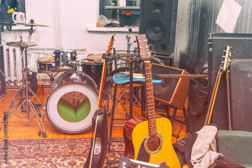 Rehearsal room with musical instruments