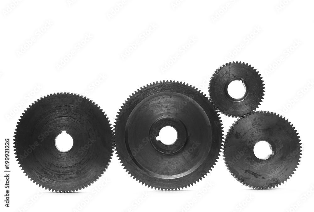 Metal gears isolated on white background, design element Metal gears isolated on white background, design element