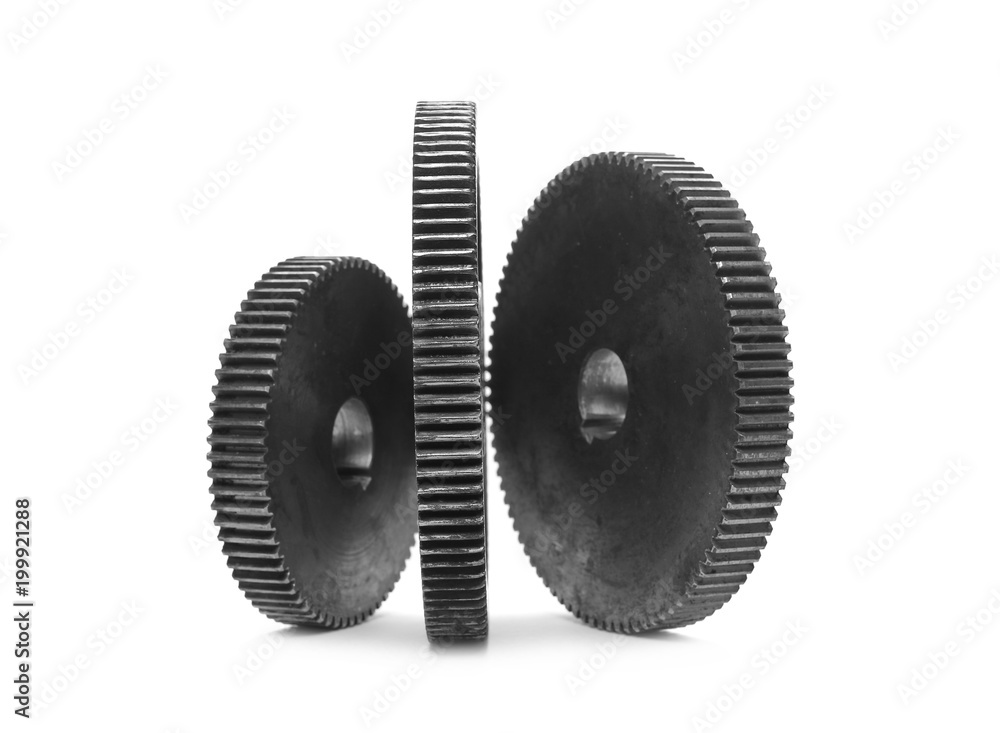 Metal gears isolated on white background, design element Metal gears isolated on white background, design element