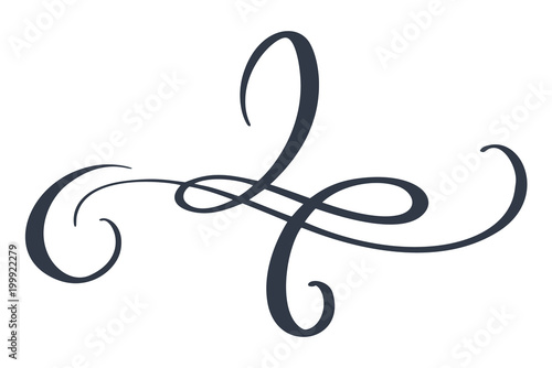 Hand drawn border flourish separator Calligraphy designer elements. Vector vintage wedding illustration Isolated on white background
